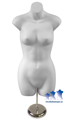 Female 3/4 Form, White with MS3 adjustable Mannequin Stand